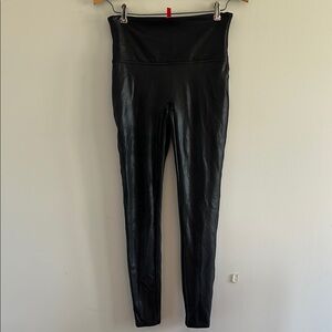 SPANX Black Glossy High-Waisted Leggings Women’s Size Medium
